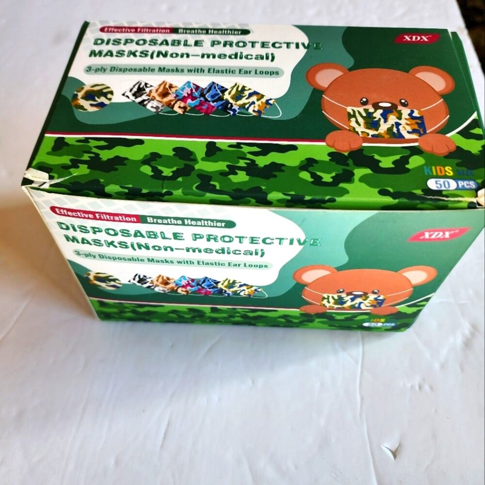 Disposable Protective Kids Face Masks‎ Individually Pkgd 50 Pieces Asstd Colors
